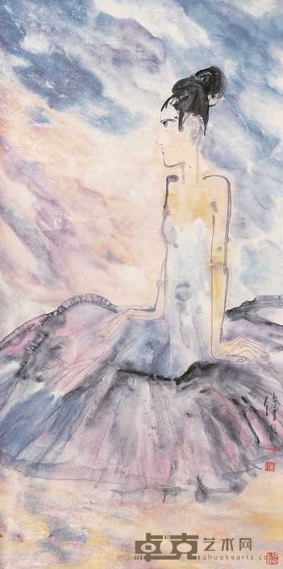 王伟中 静思 镜心 138×69cm